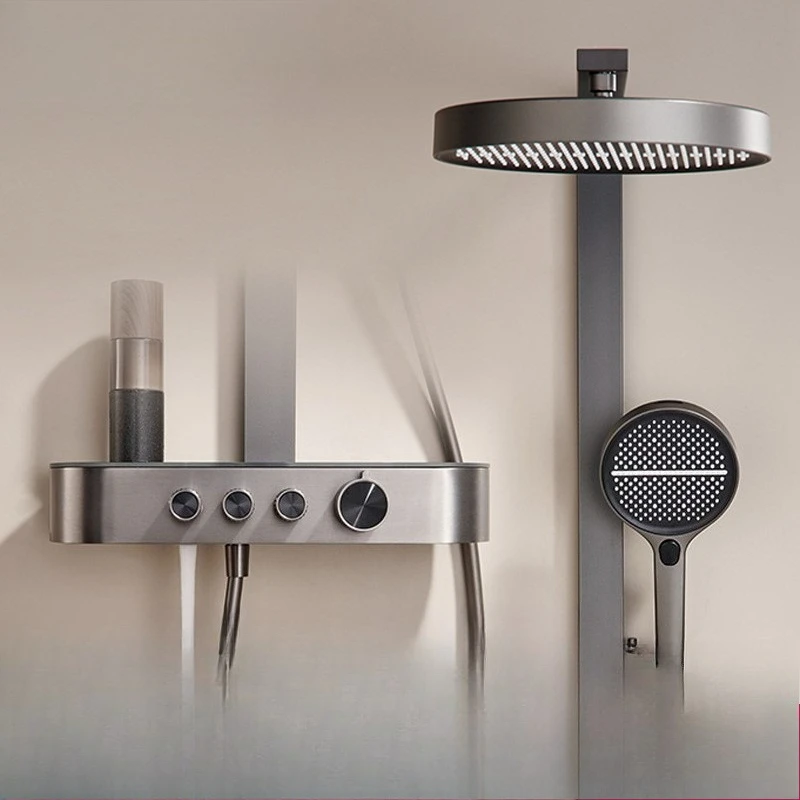 Temperature Shower Shower, All-copper Ensuite Bathroom Household, New Gun Gray Bath Shower.