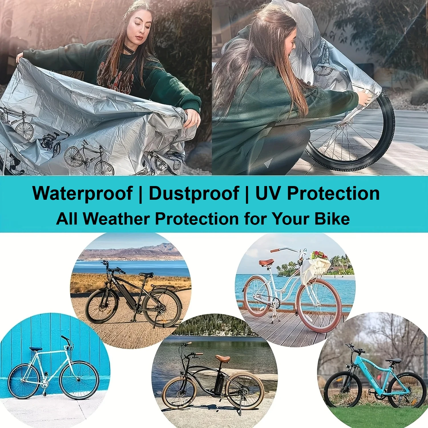 Universal Waterproof and Dustproof Bicycle Cover for Outdoor Sun Protection, Suitable for Mountain Bikes, Scooters, Motorcycles