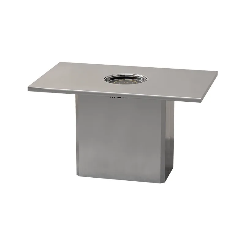 Industrial style stainless steel hot pot restaurant table and chair, barbecue charcoal grilled smokeless Korean barbecue