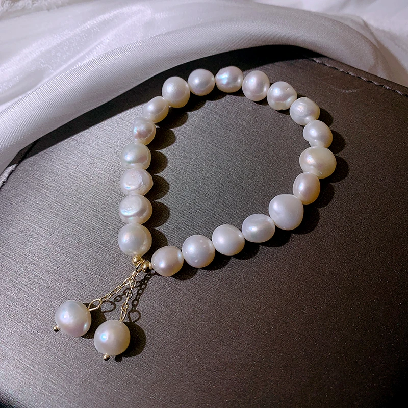 100% Natural Baroque Freshwater Pearl Simple Design 14K Gold Filled Female Charm Bracelets Promotion Jewelry Gifts No Fade