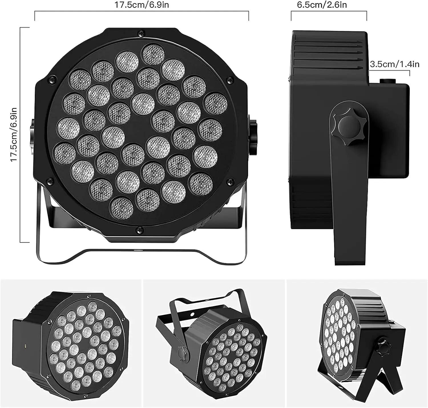 Par de luces LED con cable para iluminación de escenario, luces con Control remoto activado por sonido, RGB 36, 2 piezas, para DJ, boda, fiesta, Club