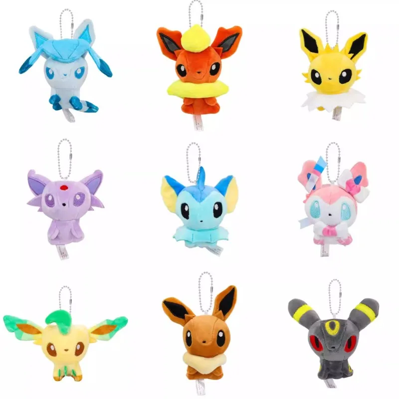 ensemble-complet-de-porte-cles-en-peluche-pokemon-eevee-family-pikachu-umbreon-sylveon-espeon-vaporeon-flareon-a-vendre