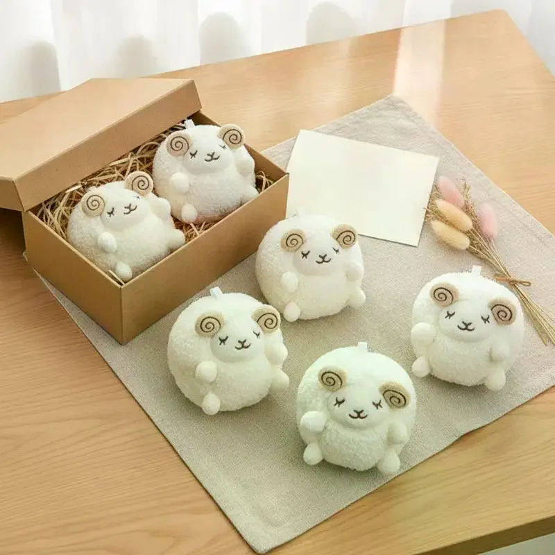 Mini Fluffy Sheep Plush Pendant Soft Adorable Lamb Doll Creative Backpack Charm Gift for Children Friends