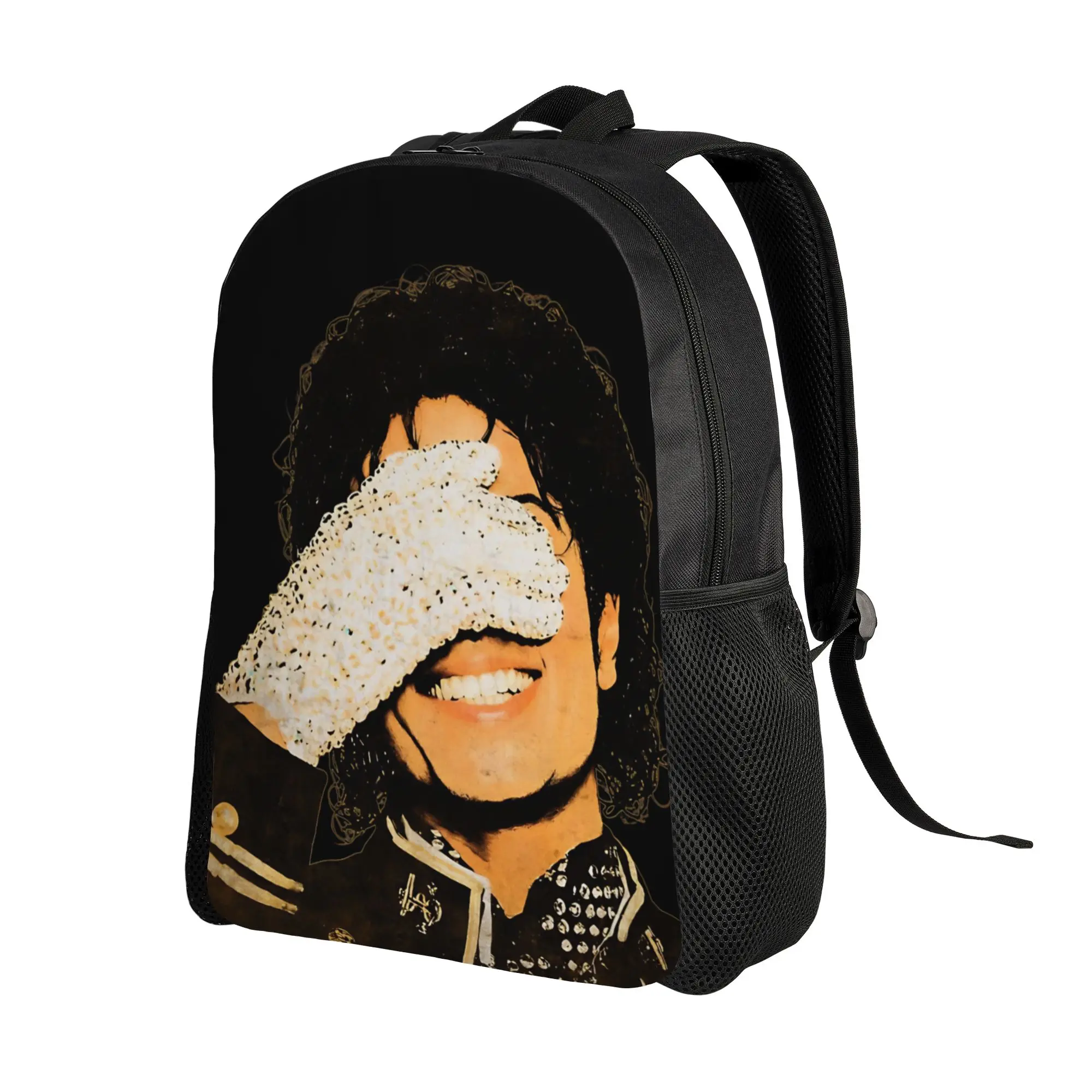 MJ Sparkling Glove Portrait Backpack for Men Women Fashion High School Business Daypack M-Michaels College Shoulder Bag Outdoor
