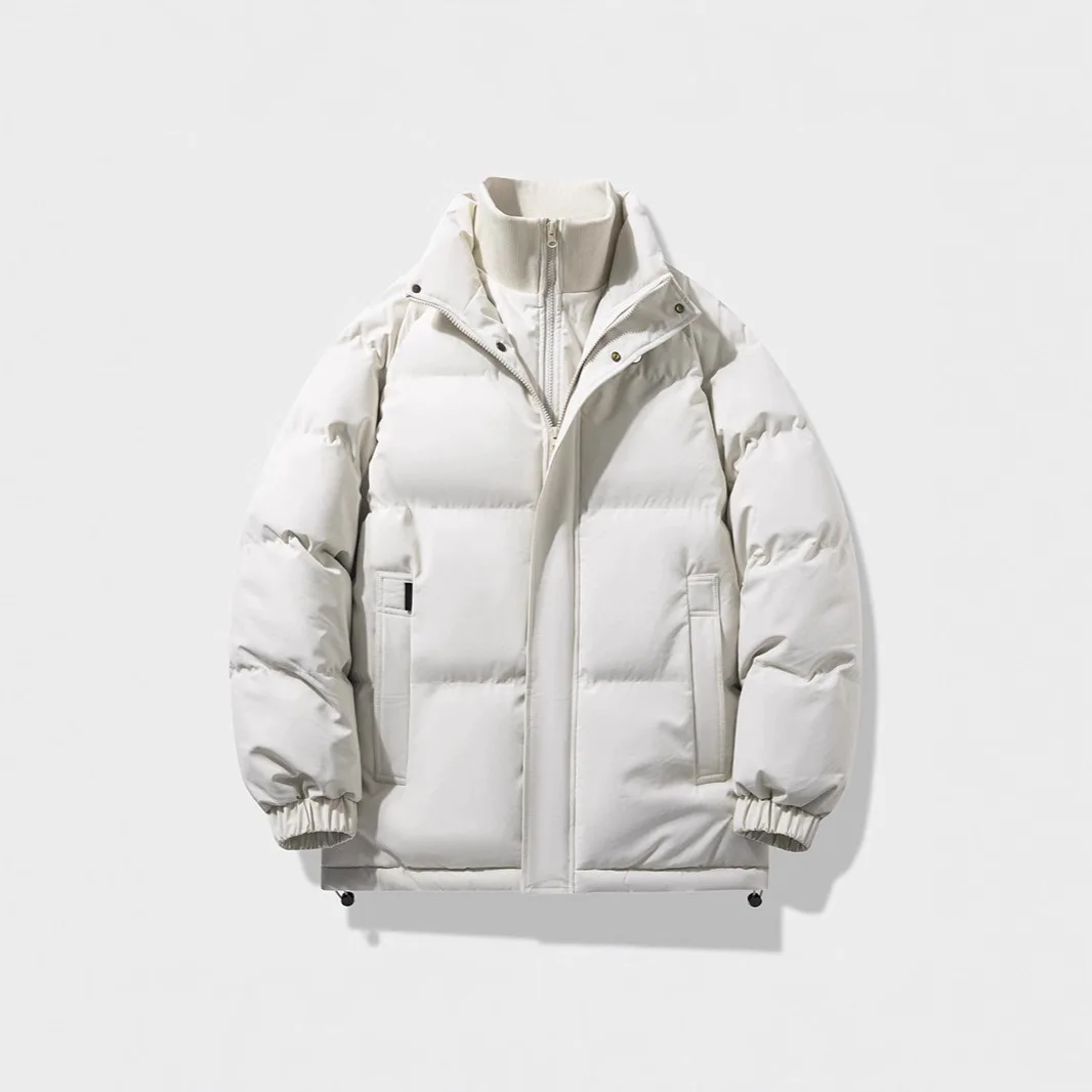 

Winter Loose Casual Korean Style Stand Collar Versatile Top, Faux Two-Piece Jacket, Warm Cotton Padded Coat