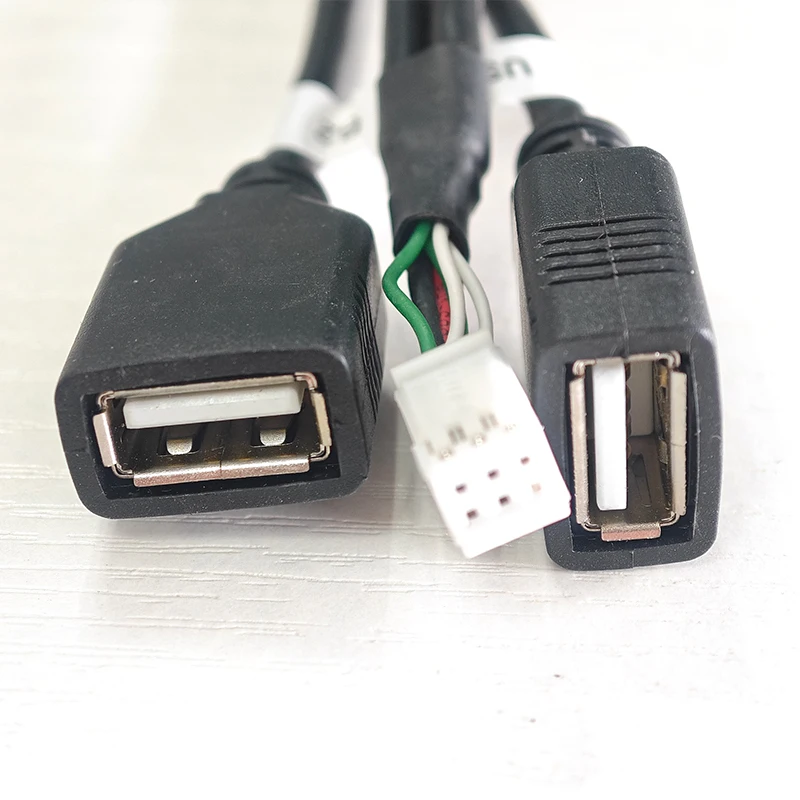 Multimedia Car Player Wire Harness Plug Connector 6 Pin Dual USB Interface Cable Adapter For Android Radio Navigation