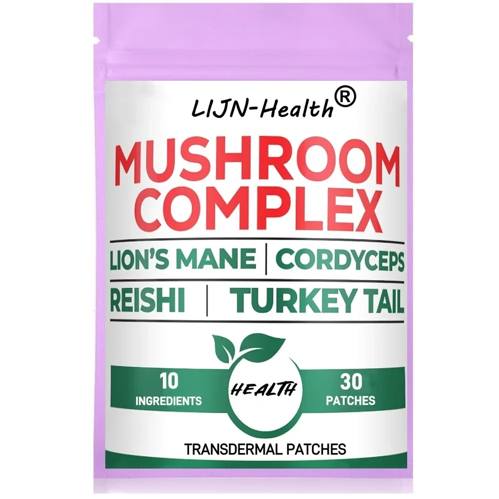 

30 Patches 10 in1 Lions Mane Complex Transdermal Patches - Blended with Cordyceps Sinensis, Reishi Mushroom Turkey Tail Mushroom