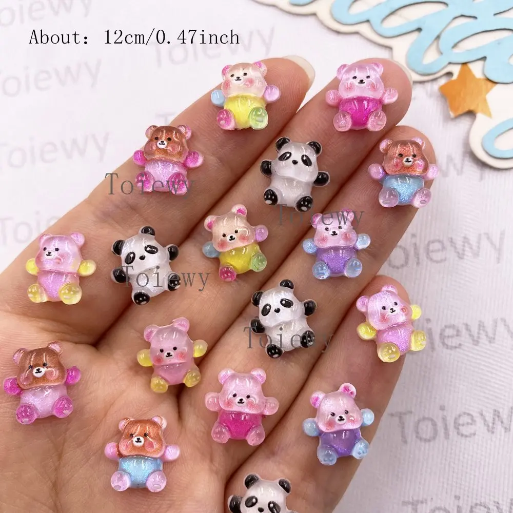 60Pcs Resin Kawaii Colorful Mini Baby Bear Flatback Stone Scrapbook Wedding Manicure Applique DIY Jewelry Art Crafts Accessories