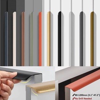 80mm-1200mm Invisible Aluminum Cabinet Handles | 10 Colors Curved Edge-Sealed Bar Wardrobe Pulls for Drawer/Kitchen, No Drilling