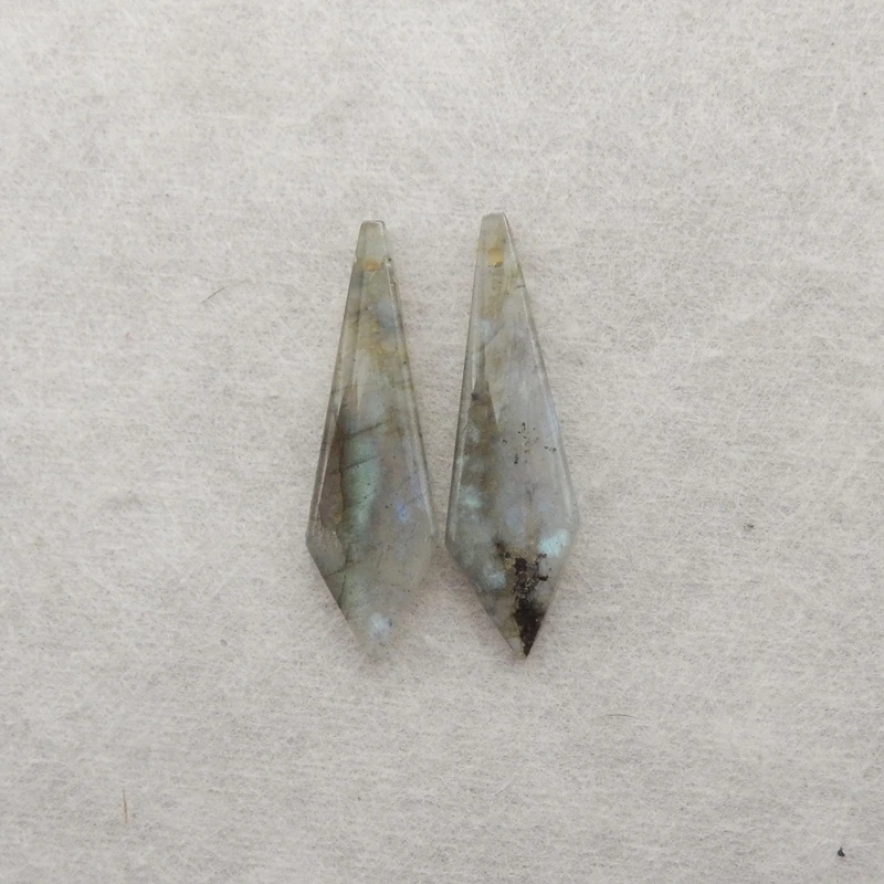 

Natural Stone Labradorite Front Drilled Earring Beads 33x10x4mm 3.8g Semiprecious Jewelry DIY Crafts Accessory