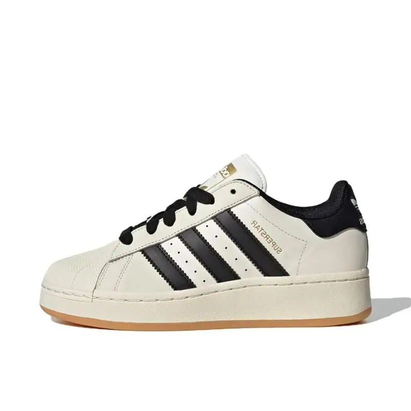 Adidas Origins SUPERSTAR XLG W Comfortable Shock Absorbent Wear Resistant Low Top Board Shoes for Men and Women, White and Black