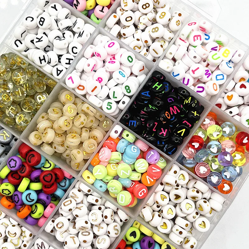 100pcs/lot 7x4mm Round Alphabet Letter Acrylic Loose Spacer Beads for Jewelry Making DIY Handmade Bracelet Accessories