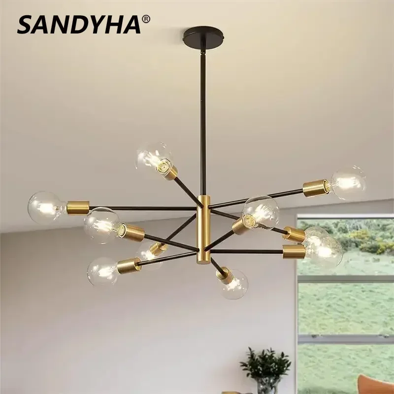 SANDYHA Nordic Magic Bean Glass Pendant Light LED Ceiling Chandeliers for Living Room Bedroom Kitchen Dining Table Decoration