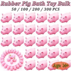 50-300Pcs Mini Rubber Pigs Bulk Baby Bath Toy Pink Tiny Piggies Squeaky Pig Toys for Shower Birthday Party Gift Decoration