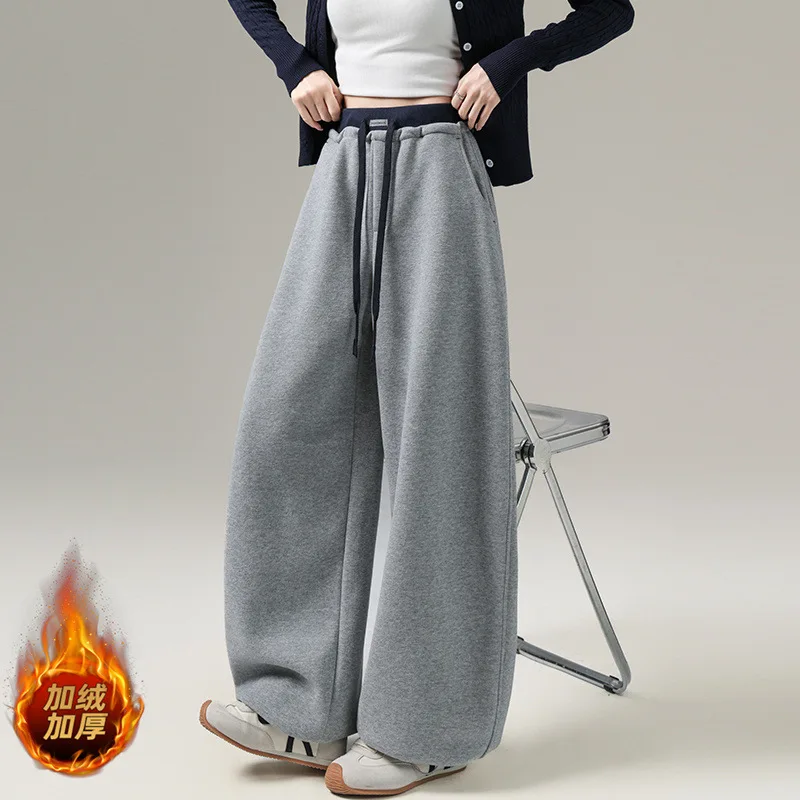 بنطال واسع الساق للنساء لخريف وشتاء 2025 بنطال رياضي معلق بأرجل مستقيمة بنطال رياضي فضفاض أمريكي غير رسمي #4