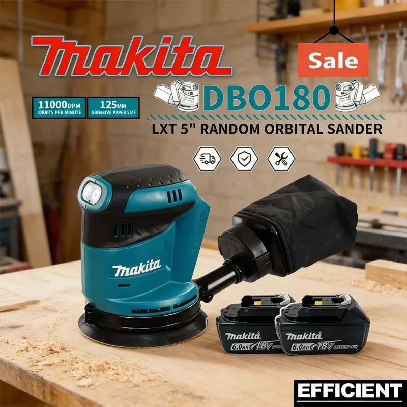 

Бесщеточная аккумуляторная эксцентриковая шлифовальная машина Makita DBO180Z 18В для обработки дерева, шлифовки и полировки (без АКБ и ЗУ)