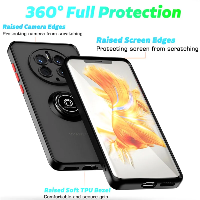 Shockproof Armor Case For Huawei Mate 30 50 Pro Magnet Holder Ring Cover For Honor Magic 5 6 Pro 4 Lite Magic5 Matte Back Cover