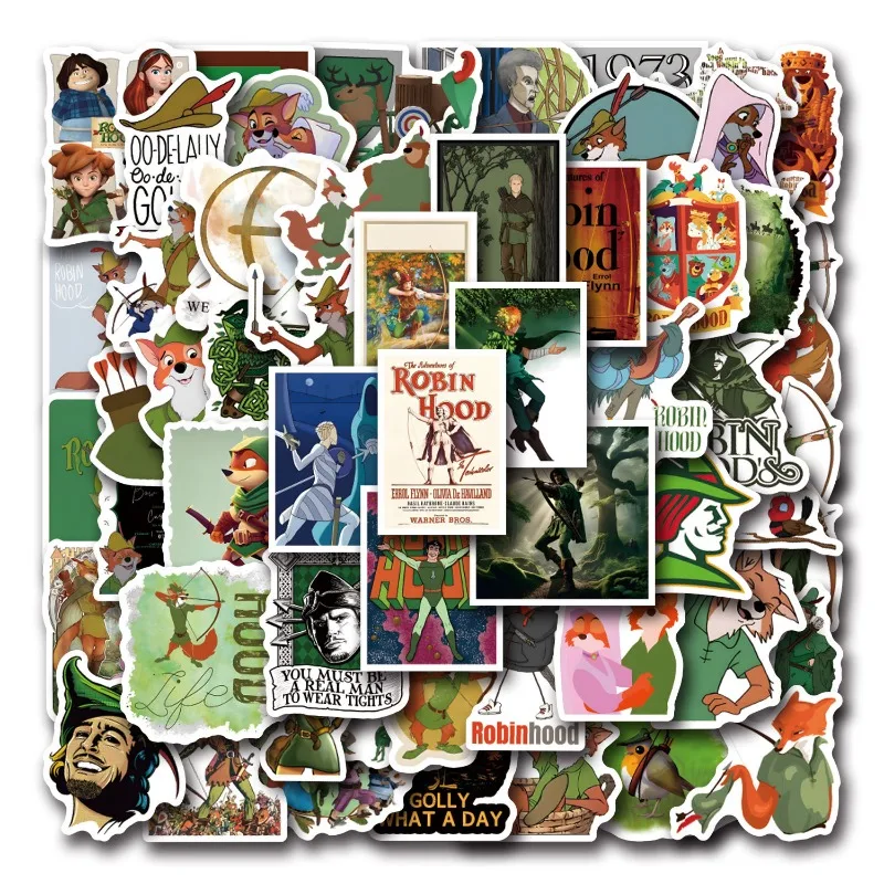 55 stks Robin Hood Cartoon Graffiti Stickers Decals Koffer Laptop Computer Gitaar Decoratie DIY Kids Klassiekers Speelgoed