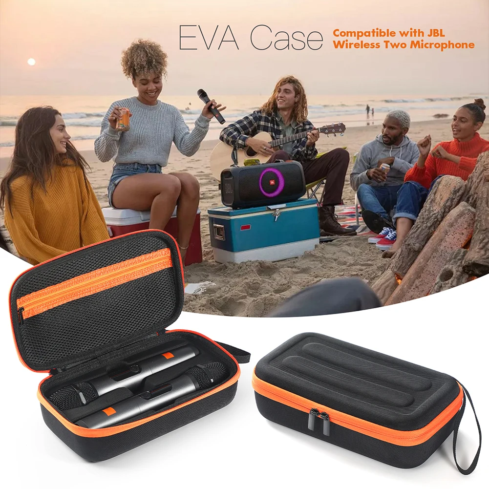 Portable Mic Storage Bag Waterproof Mic Travel Bag Shockproof Hard Travel Case for JBL Wireless 2 Microphone System AA Batteries