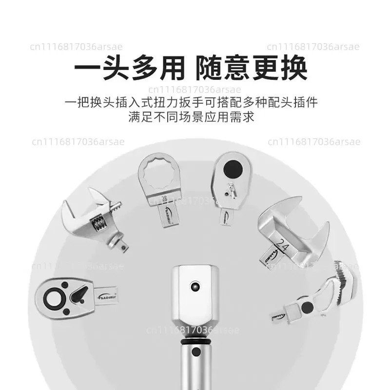 Torque Wrench Opening High Precision Replaceable Head Adjustable Preset Torque Torque Conversion Movable Head Sleeve Wrench