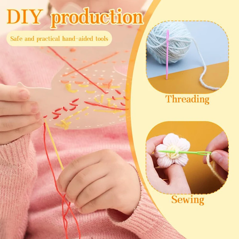 30Pcs Large-Eye Plastic Sewing Needles Colorful Safety Lacing Needles Yarn Learning Needles For DIY Sewing Handmade Crafts