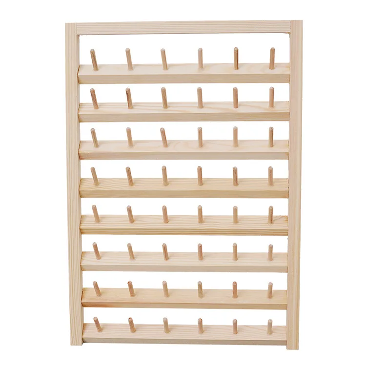 Hand-made DIY Home Spindle Rack Wall Hanging Wooden Spool Sewing Thread Rack Storage Shelf Wholesale