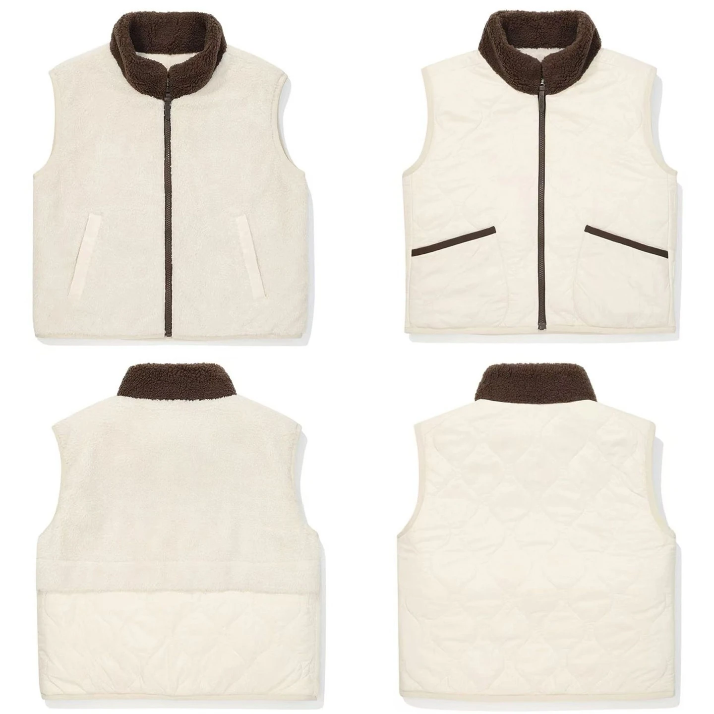 2026 Autumn Winter New Korean Style Women Golf Vest Reversible Fleece Lamb Wool Vest Multi-style Warm Sleeveless Golf Outerwear