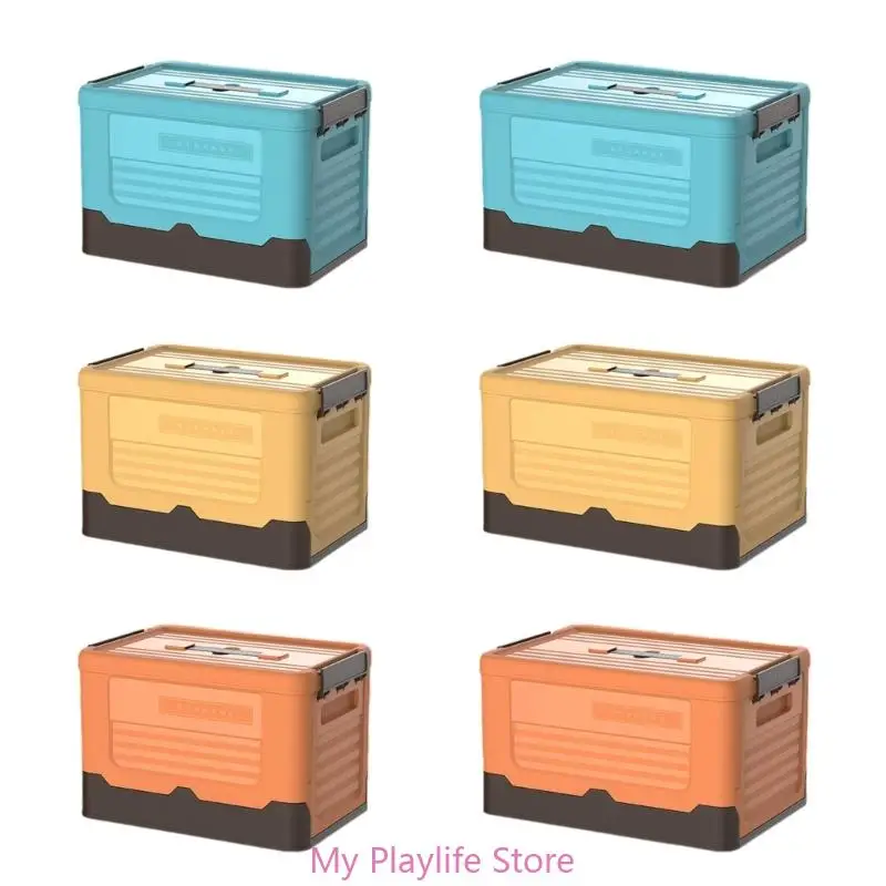 

Foldable Storage Crate Portable Folding Plastic Bin with Lid Space Saving Book Dorm Room Organization Supplies