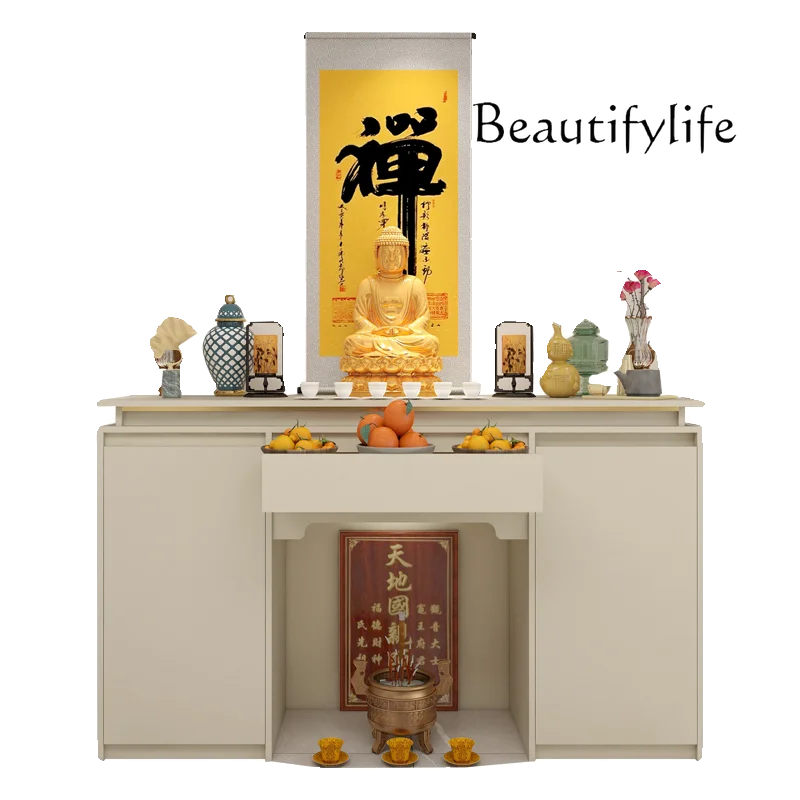 

Modern light luxury standing hall mouth Buddhist hall offering incense table household table for family gods tribute table