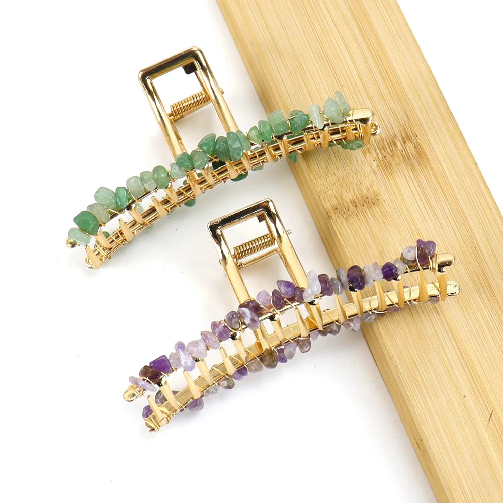 

6pcs Natural Stone Hair Clips Chakra Yoga Chip Crystal Hairclip Amethyst Rose Quartz Hairpin Hair clip Accessories