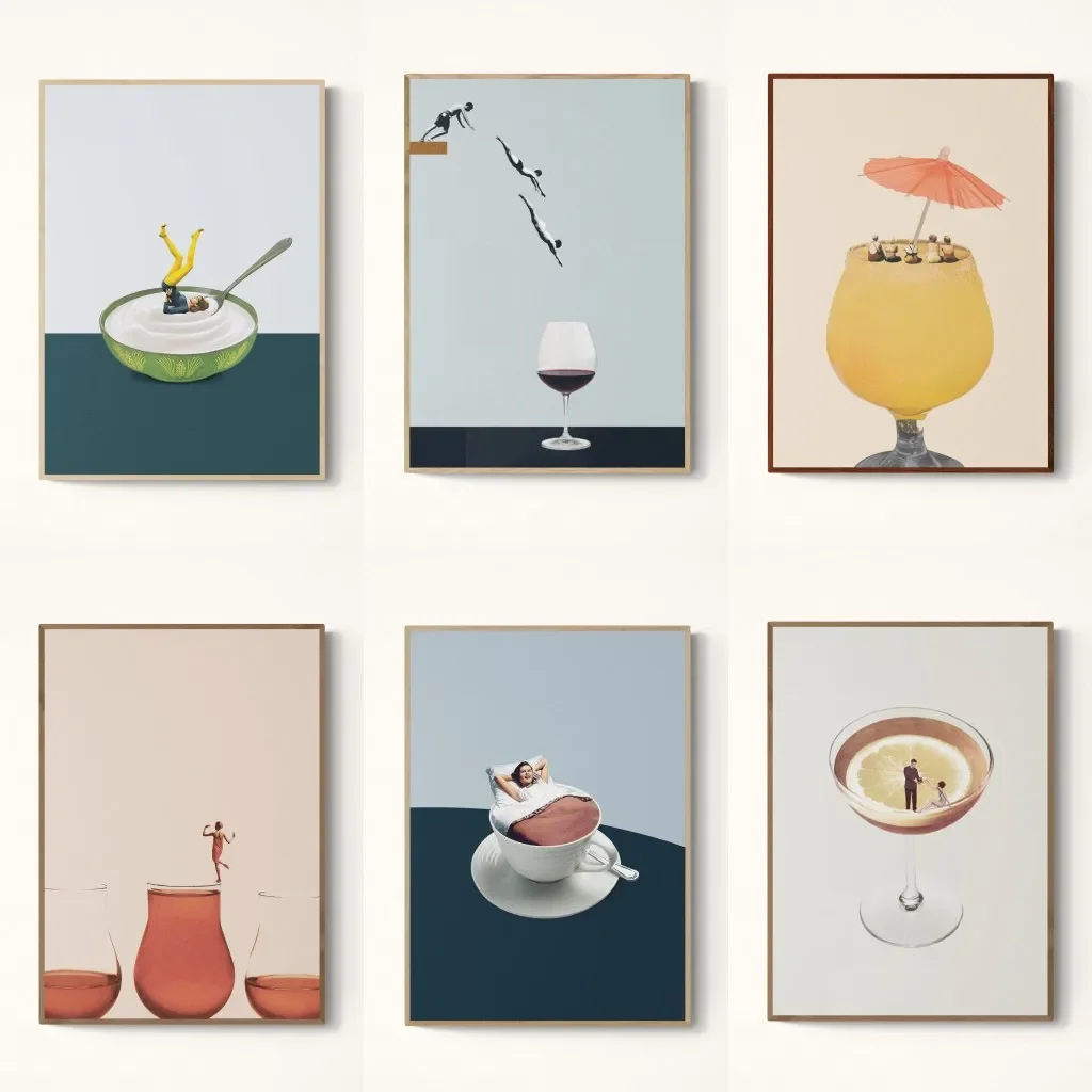 Vintage Abstract Creative Poster Curiosity Funny Whimsy Canvas Prints Premium Collage Wall Art Dorm Living Room Home Decoration