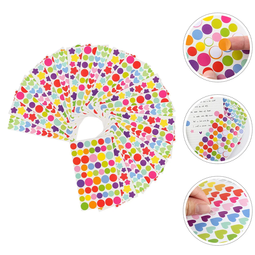 

Heart Star Stickers Colored Round Labels For Bedroom Organization Self-Adhesive Decorative Dot Stickers Color Coding