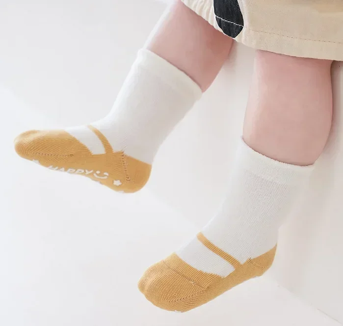 Korean New Baby Patchwork Anti-slip Rubber Floor Socks Cotton Breathable Newborn Infant Toddler Boys Girls Socks 0-5years Old