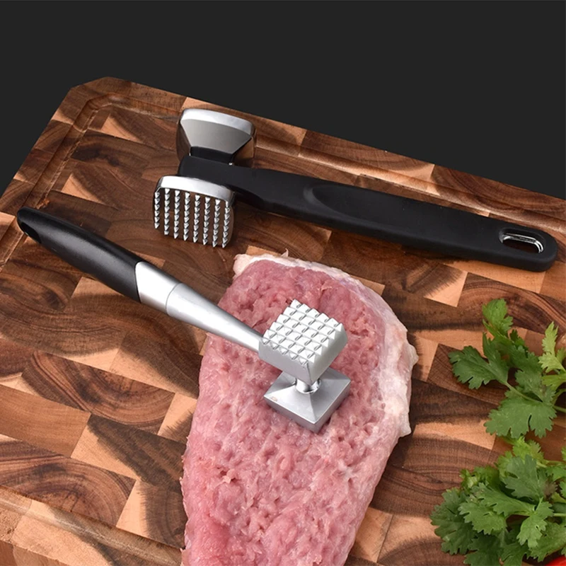 2-Piece Stainless Steel Double-Sided Meat Hammer Tenderizer Comfort Handle For Steak, Beef And Chicken