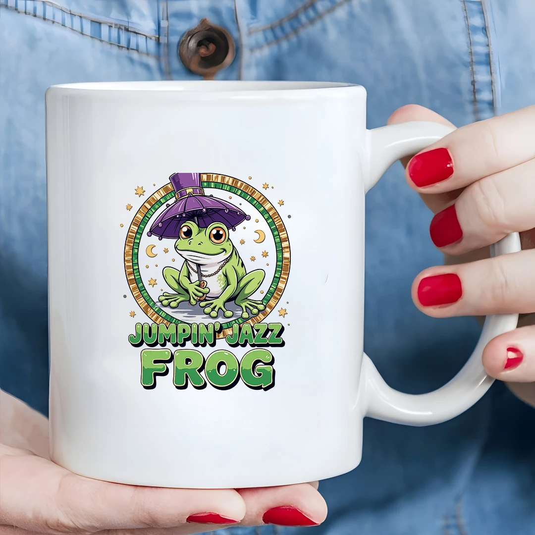 

11oz Jazz Frog Cartoon Design Kids Drink Cup Christmas Family Office Gift Cup
