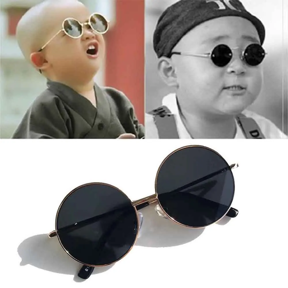 Óculos redondos retrô para crianças, óculos polarizados, óculos de sol com armação metálica UV400 Shades, bonito estilo britânico, meninos e meninas, moda