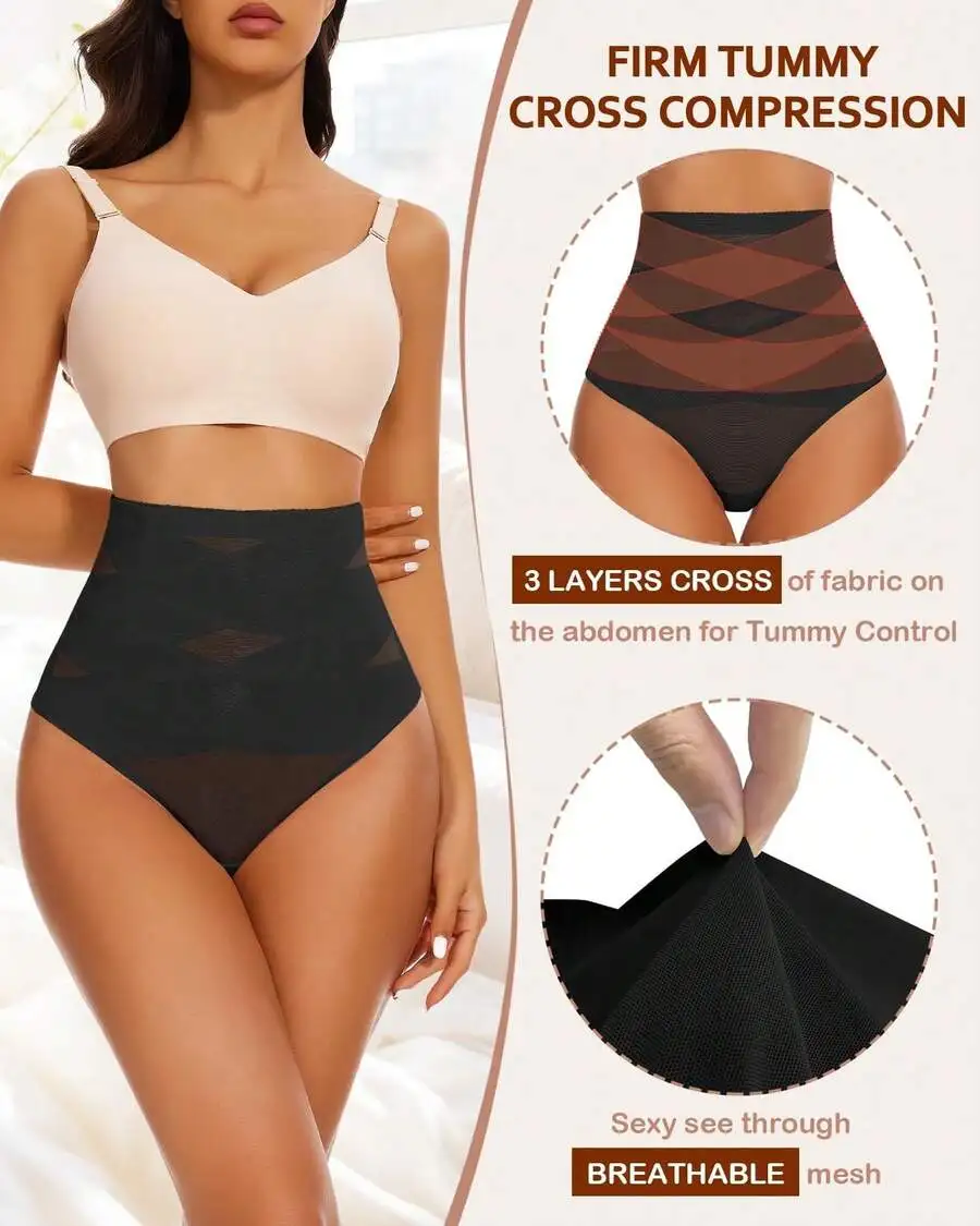 

High Waist Firm Tummy Control Shaping Panties With Butt Lift And Breathable Mesh