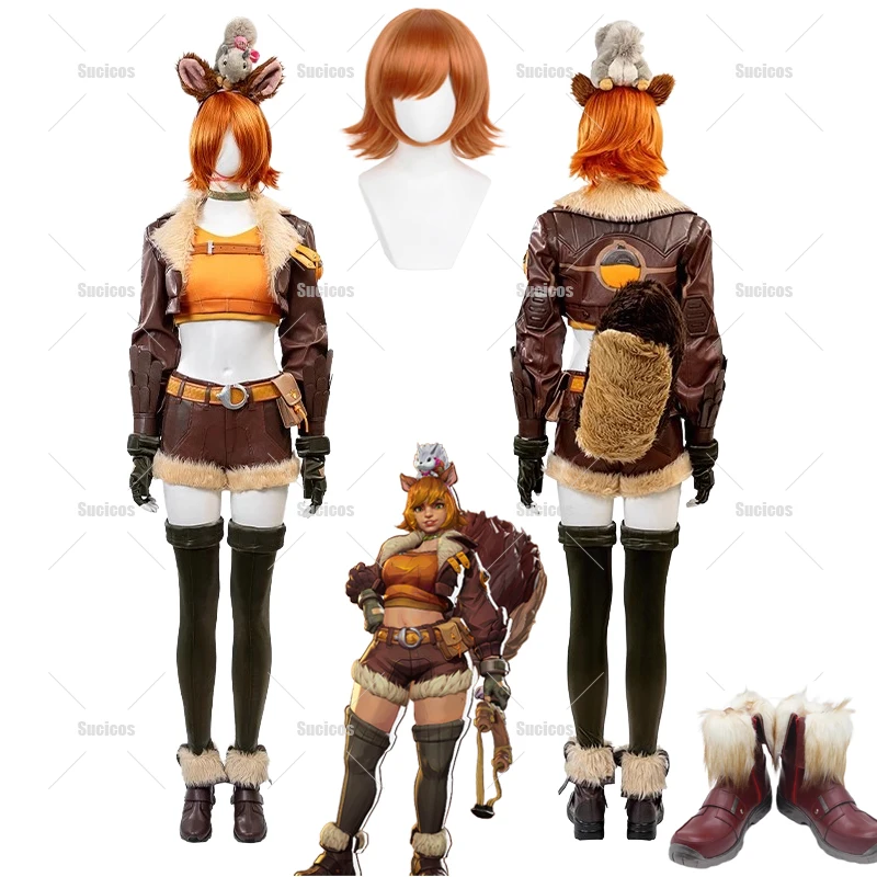 

Squirrel Girl Cosplay Costume - Doreen Allene Green & Brown Outfit with Jacket, Wig & Tail (Mix & Match Set, XS-3XL)