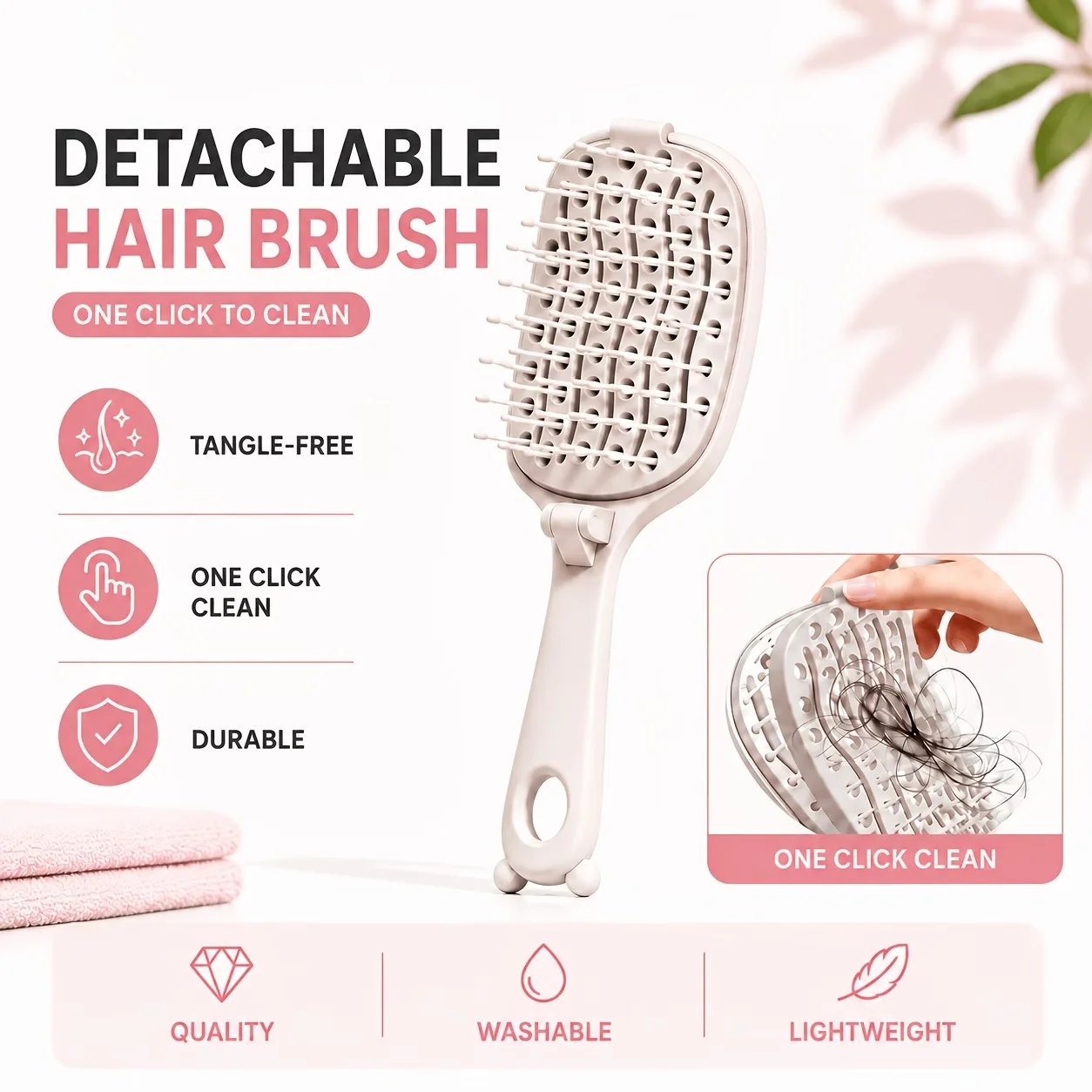 Self Clean Hairbrush Scalp Massager Anti-Frizz Volumize Brush Portable Hair Styling Tool Smooth Fluffy Hair Styling Accessories