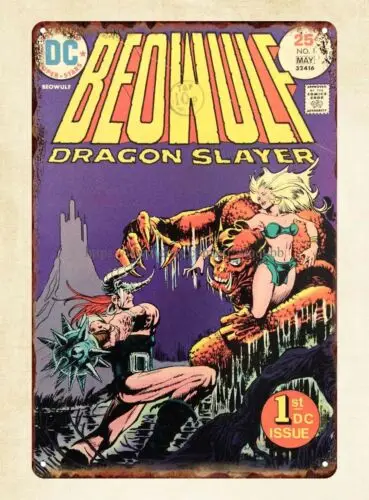 Beowulf Dragon Comic 1975 Metall-Blechschild Garage Store-Aluminium