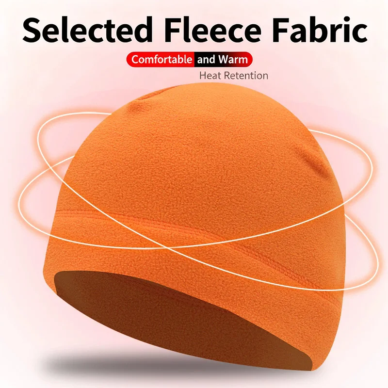 Warm Winter Skull Cap Soft Polar Fleece Hat Thick Windproof Cap Outdoor Beanie Cap Ski Cycling Hat Running Headband for Unisex