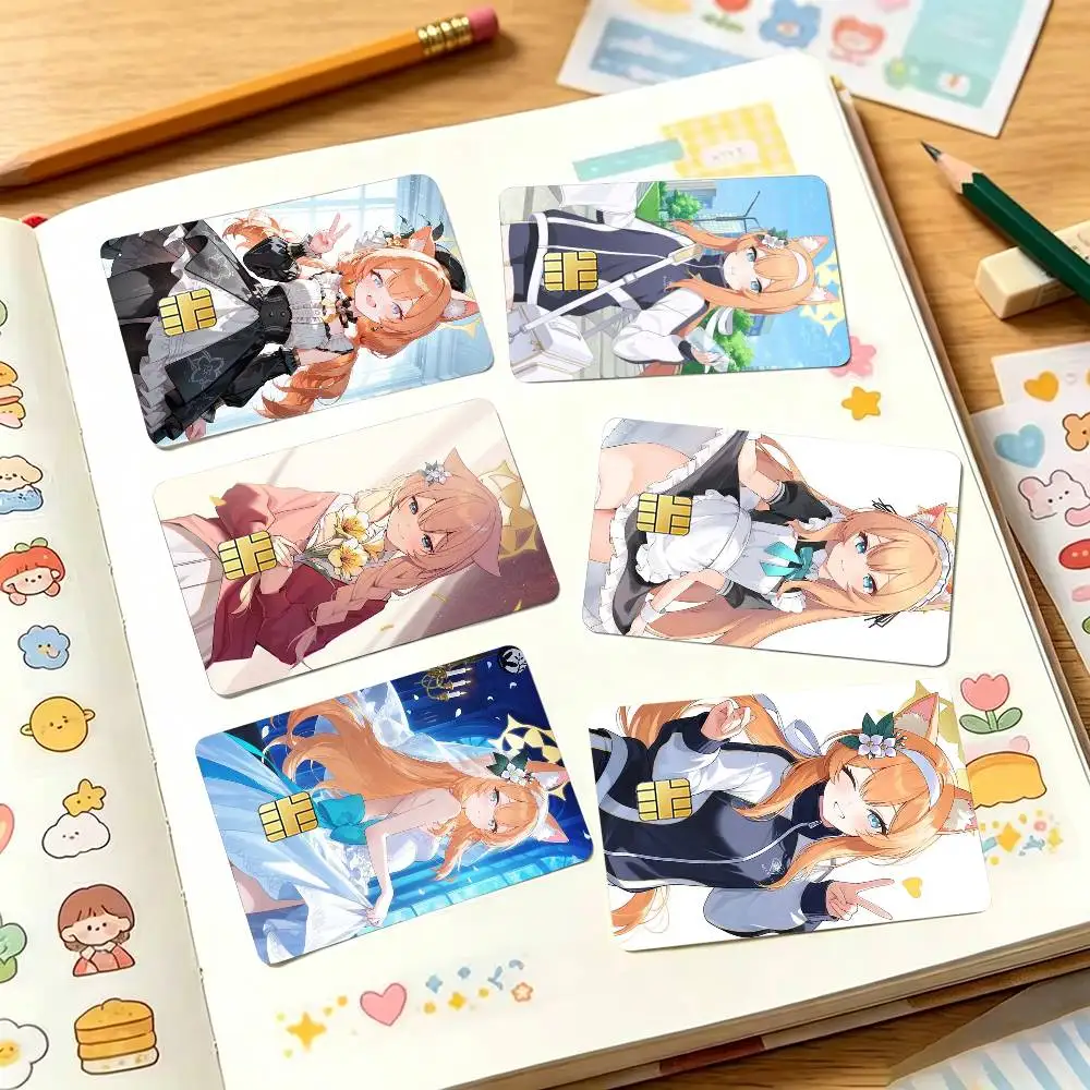 Cute Lochi-Mari Blue-Archive Credit Card HD Stickers Game Card Decal Small Chip Waterproof Sticker Gift
