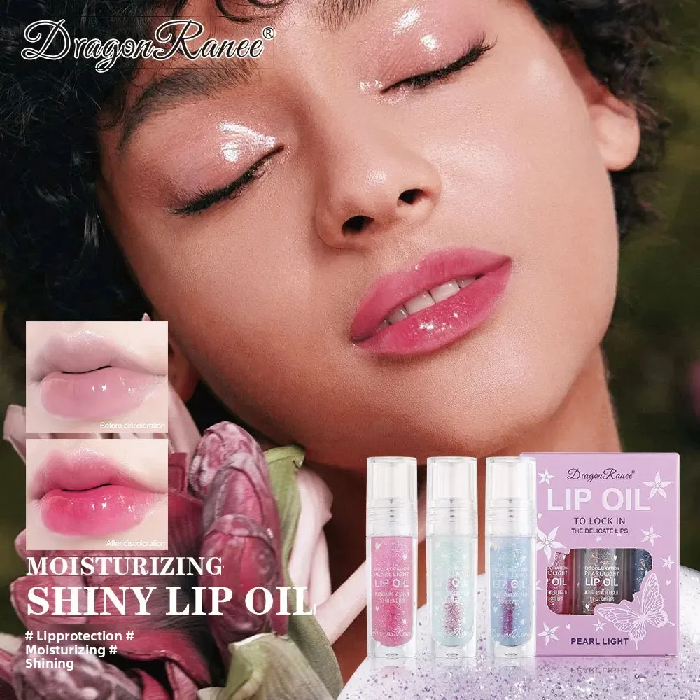 ملمع الشفاه 3 قطعة مجموعة غرامة لامع بيرليسسينت درجة الحرارة تغيير ترطيب الشفاه وصمة عار جليدية شفافة ملمع الشفاه زيت الشفاه للنساء #3