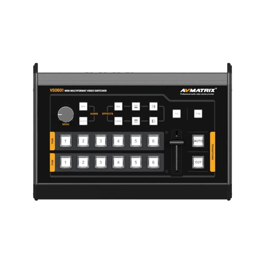 NEW Avmatrix VS0601 Mini 6 Channel SDI/HD-MI Multi-format Video Switcher With T-Bar AUTO CUT transitions and WIPE Effects for Vi