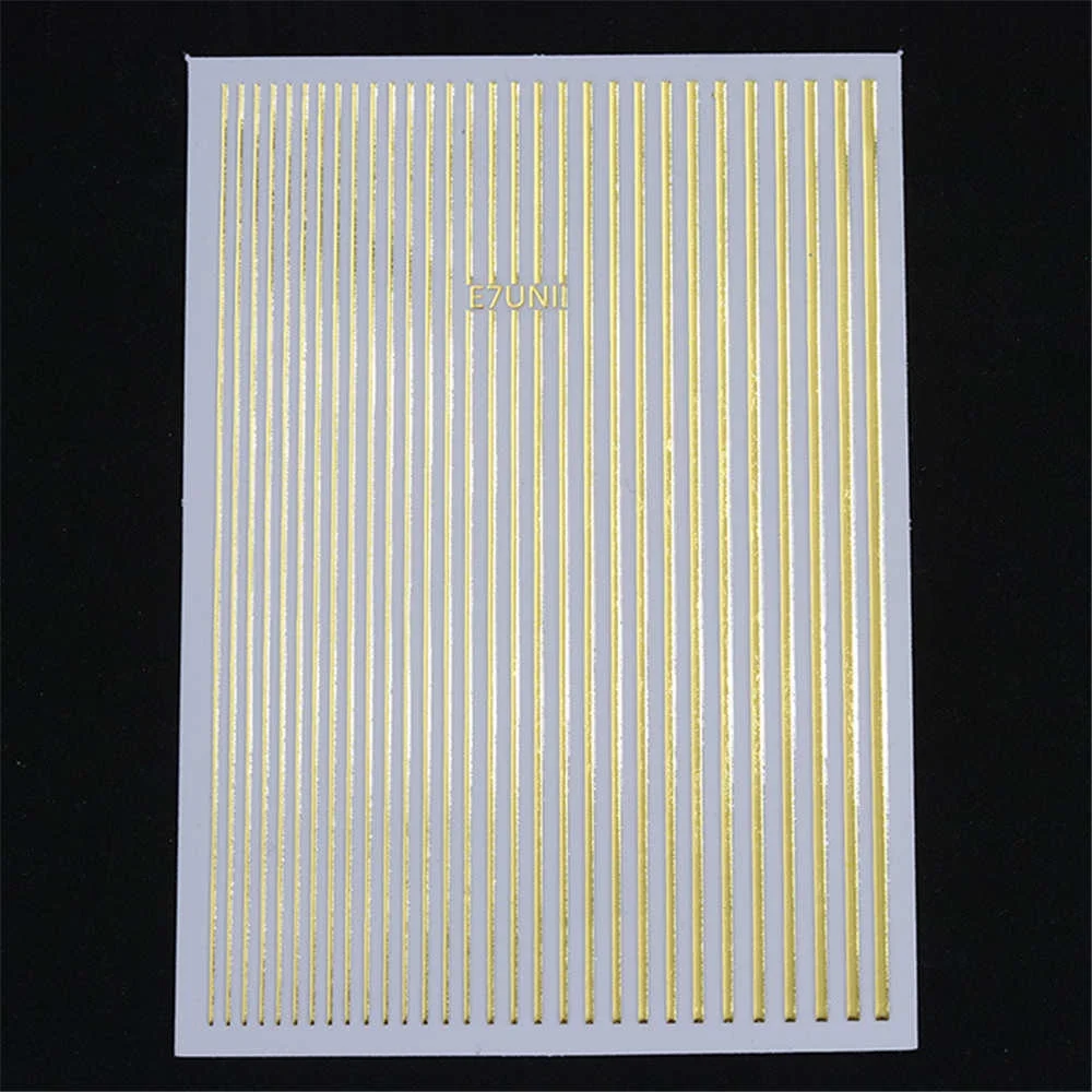 2 uds. De pegatinas para uñas DIY con rayas de líneas doradas y plateadas, papeles deslizantes autoadhesivos ondulados geométricos, pegatinas de transferencia para manicura