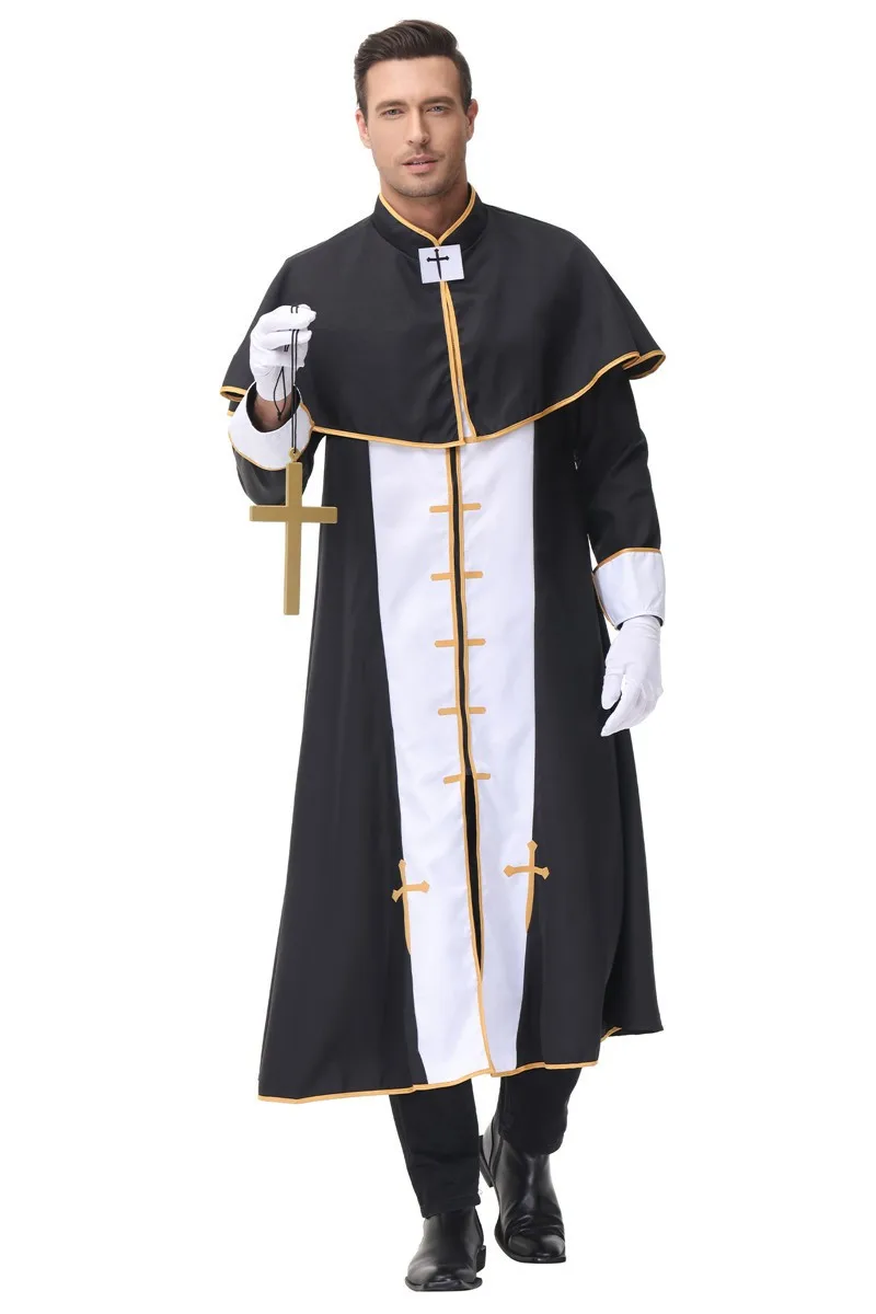Costume de Cosplay du prêtre assistant du milieu du siècle pour hommes, Robe d'halloween du dieu de la mort, tenue de plang en Polyester, printemps 2023