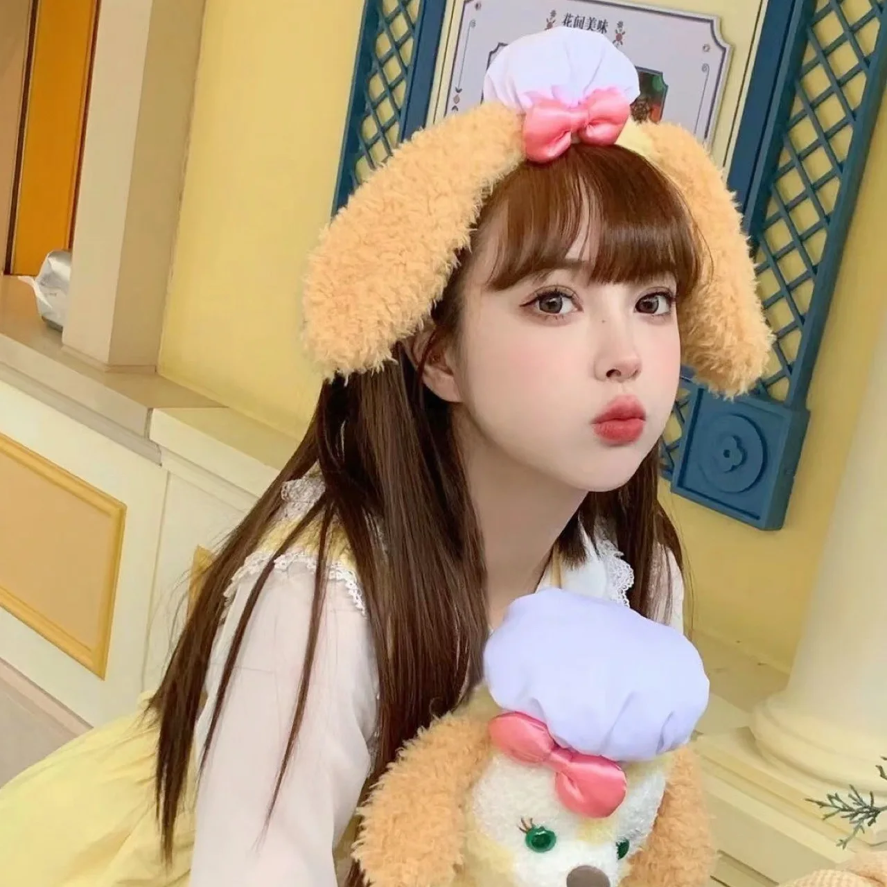 디즈니 뉴 더피 베어 머리띠 놀이공원 귀여운 머리띠 사진 머리 장식 헤어 액세서리 워싱 머리띠 헤어 카드