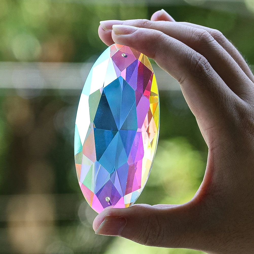 90mm 3D Diamond Suncatcher Crystal Prism Car Pendant Comet Shuttle Brilliant Sparkly Rainbow Maker Window Garden Hanging Decor