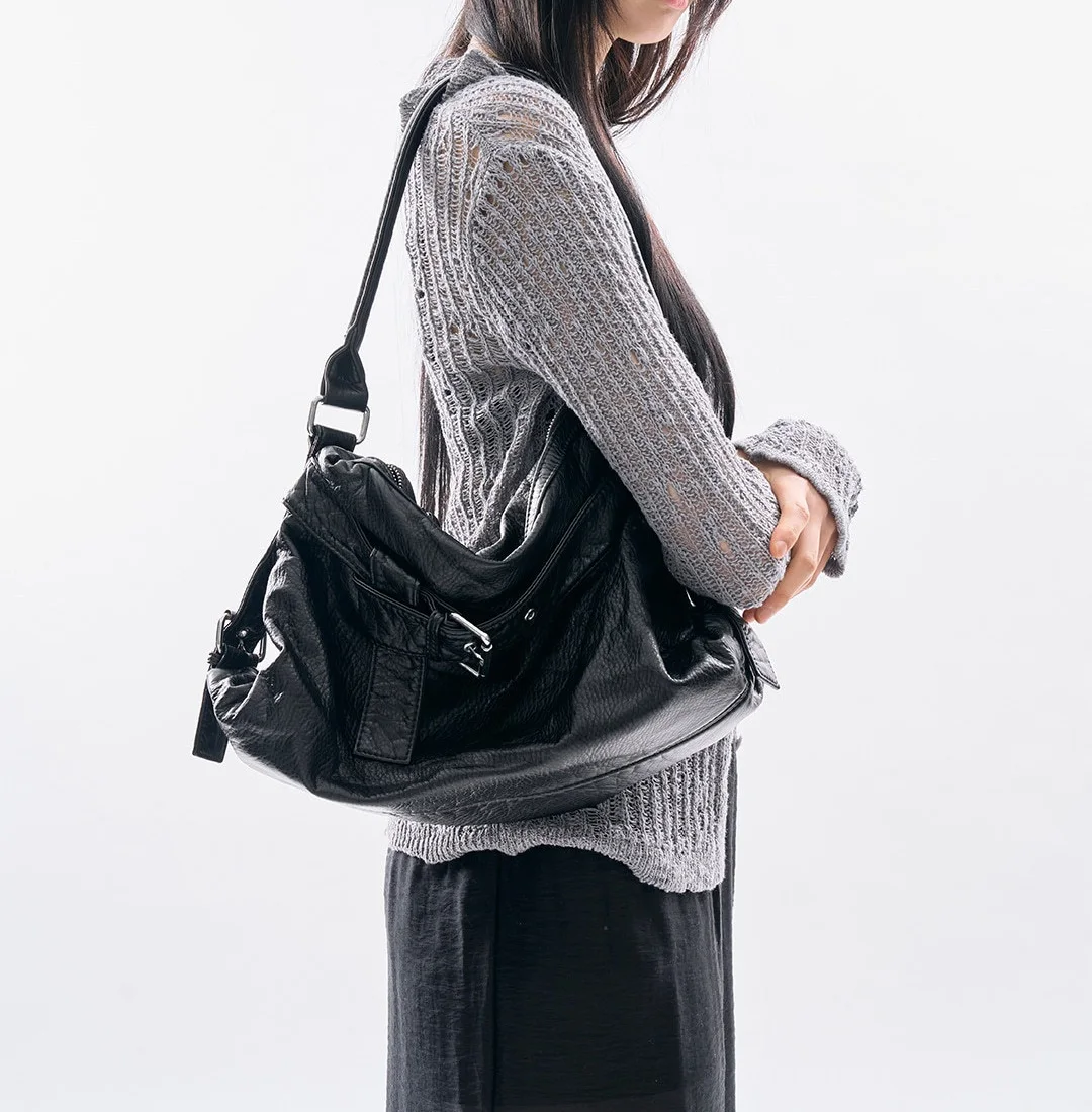 Venn Angel Handbag Soft Leather Hobo Bag for Women Large Casual Shoulder Bag Tote with Adjustable Strap Ruched Design Handbag