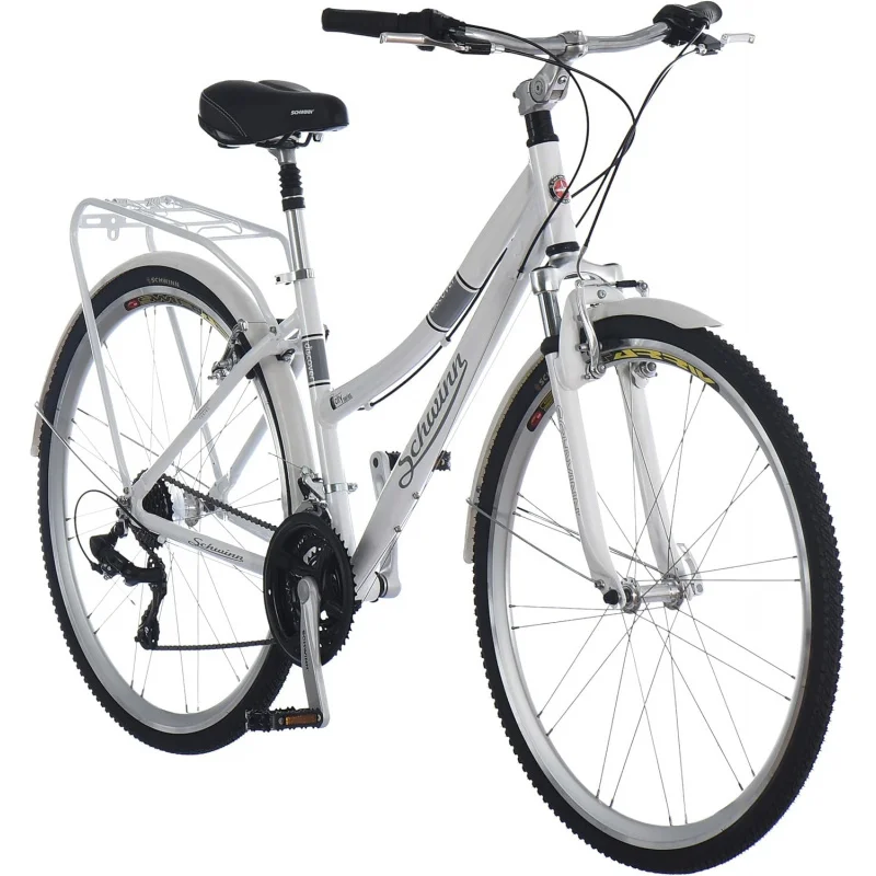 AQSchwinn Discover Adult Hybrid Bike for Men Women,700c Wheels,21-Speeds,-Through or Step-Over Frame,Rear Cargo Rack